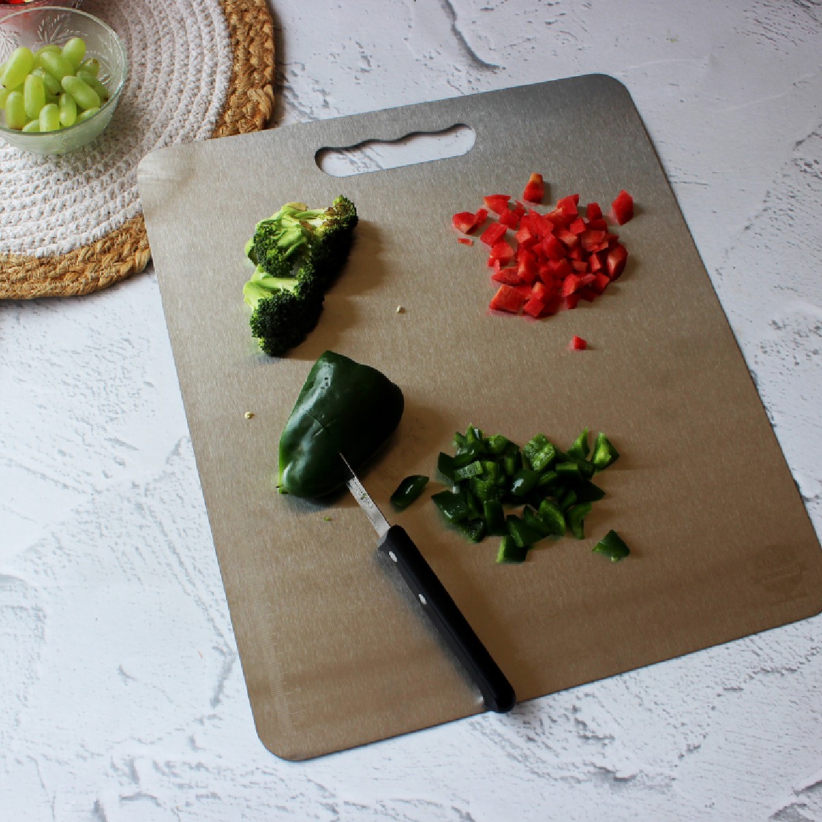 Stainless Steel Chopping Board with Grip Handle (12*16 Inches x 1MM (Height))