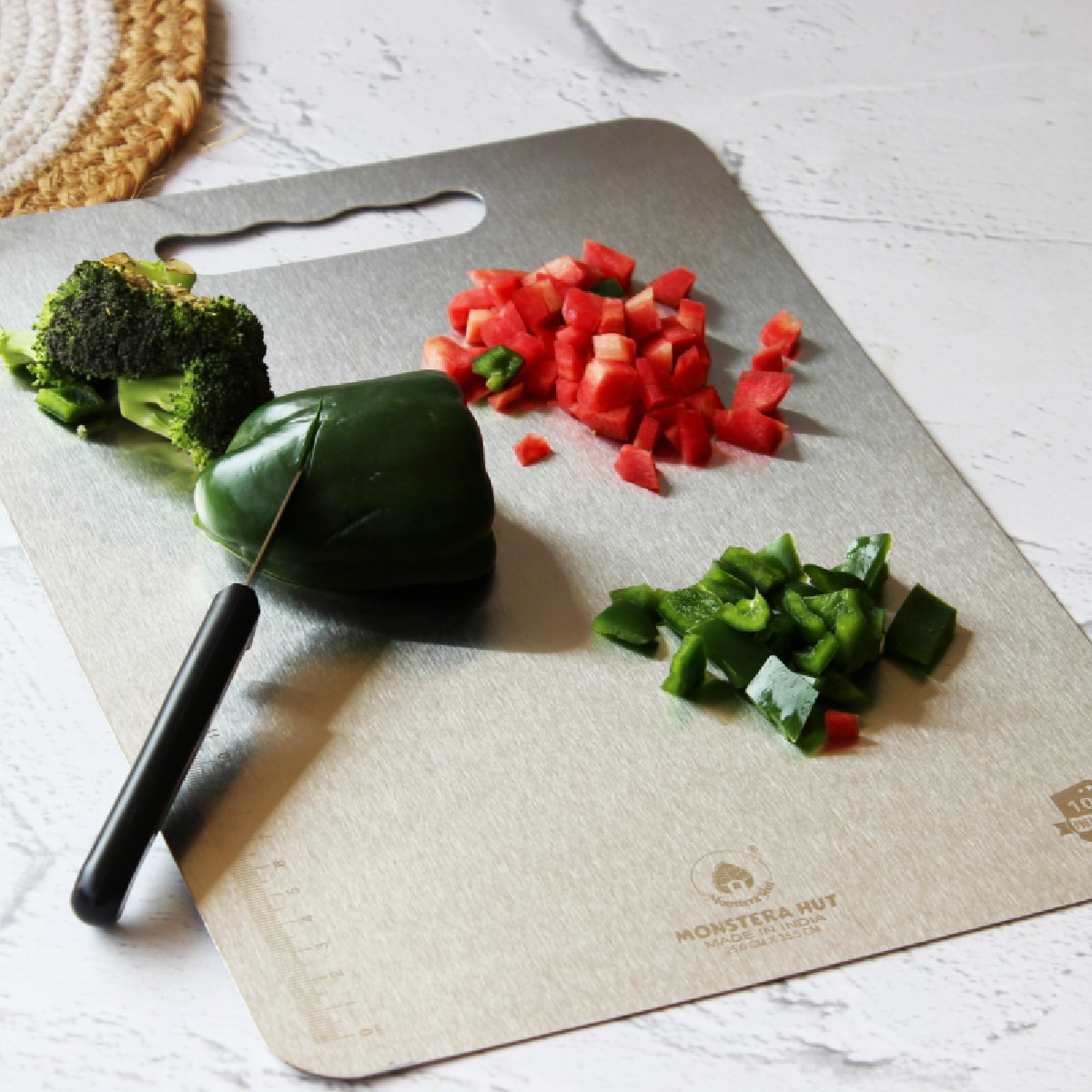 Stainless Steel Chopping Board with Grip Handle (12*16 Inches x 1MM (Height))