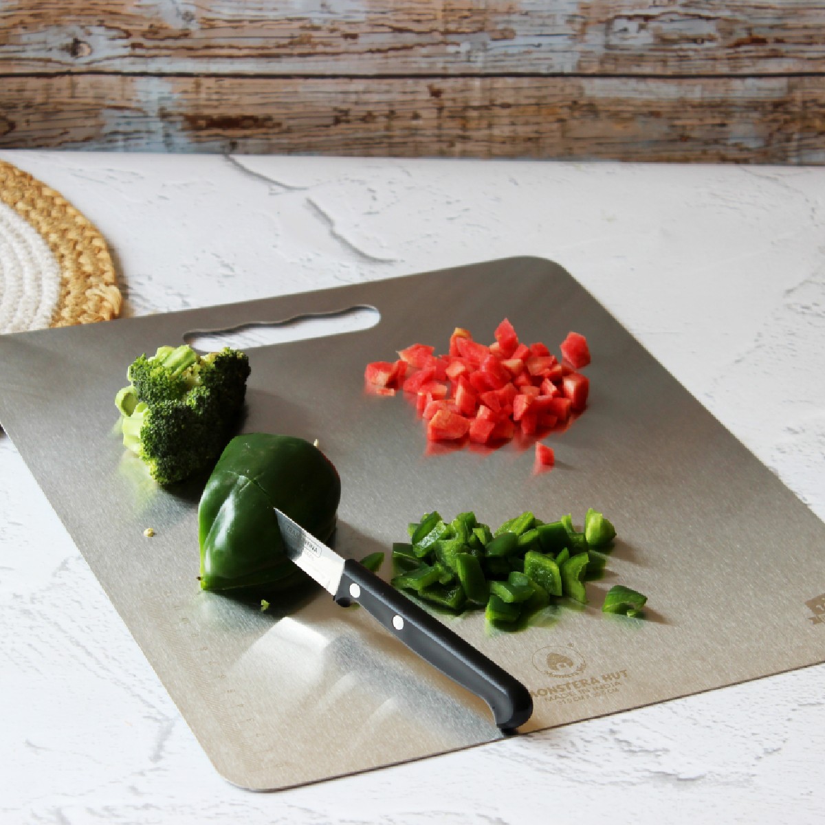 Stainless Steel Chopping Board with Grip Handle (12*16 Inches x 1MM (Height))