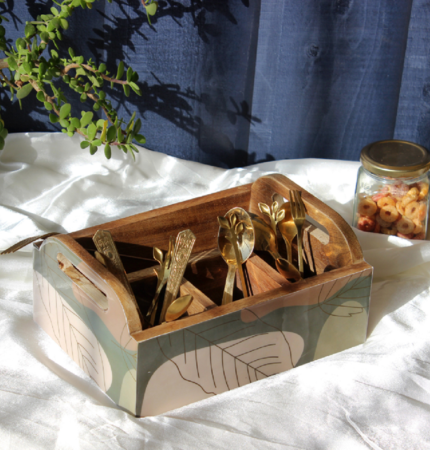 Abstract Aura Mangowood Cutlery Caddy