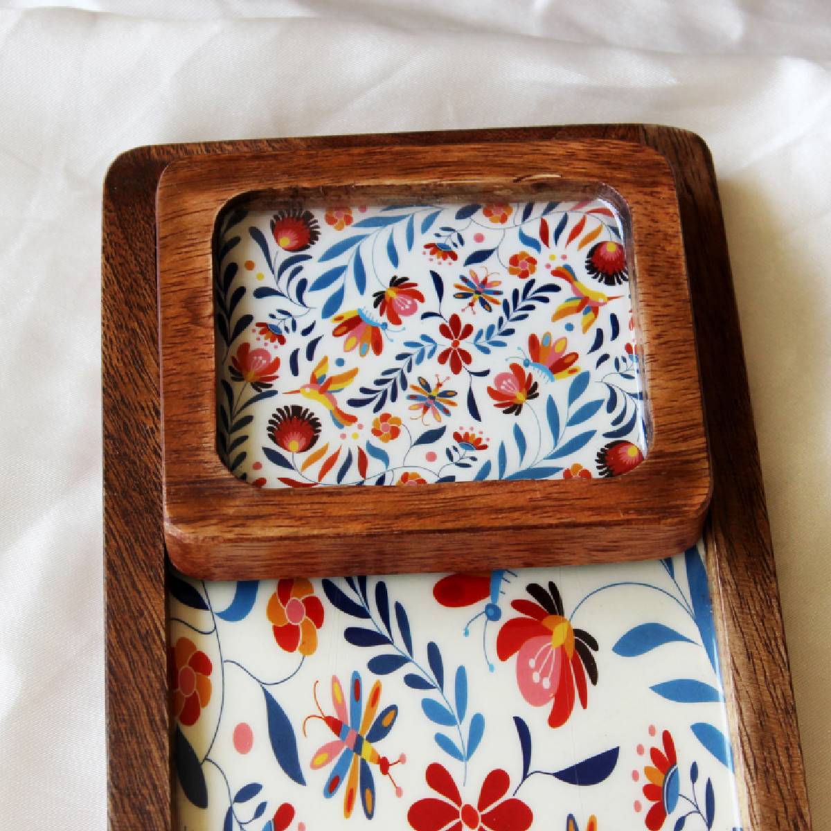 Chitrakari Mehmaan Nawaazi Mangowood Duo  (Tray + Coaster)