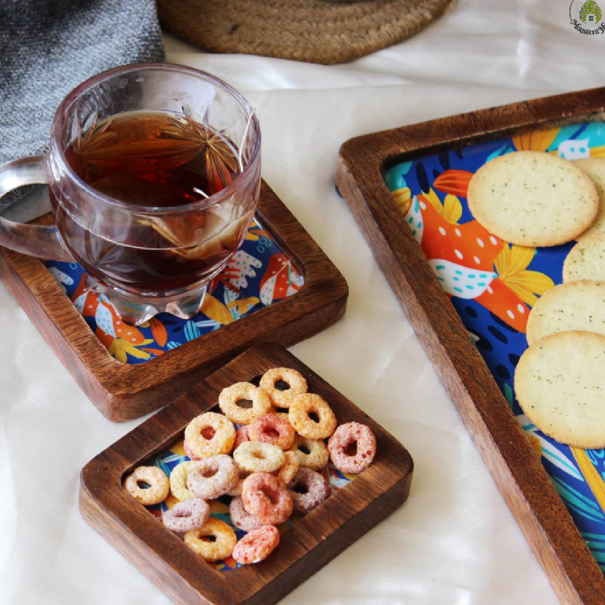 Utsav Tropica Mehmaan Nawaazi Mangowood Duo  (Tray + Coaster)