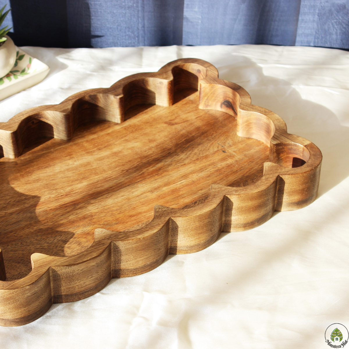 Rustic Wave Acacia Serving Tray