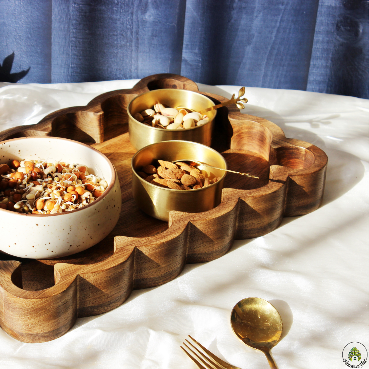 Rustic Wave Acacia Serving Tray