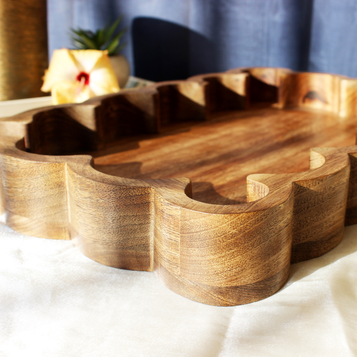 Rustic Wave Acacia Serving Tray