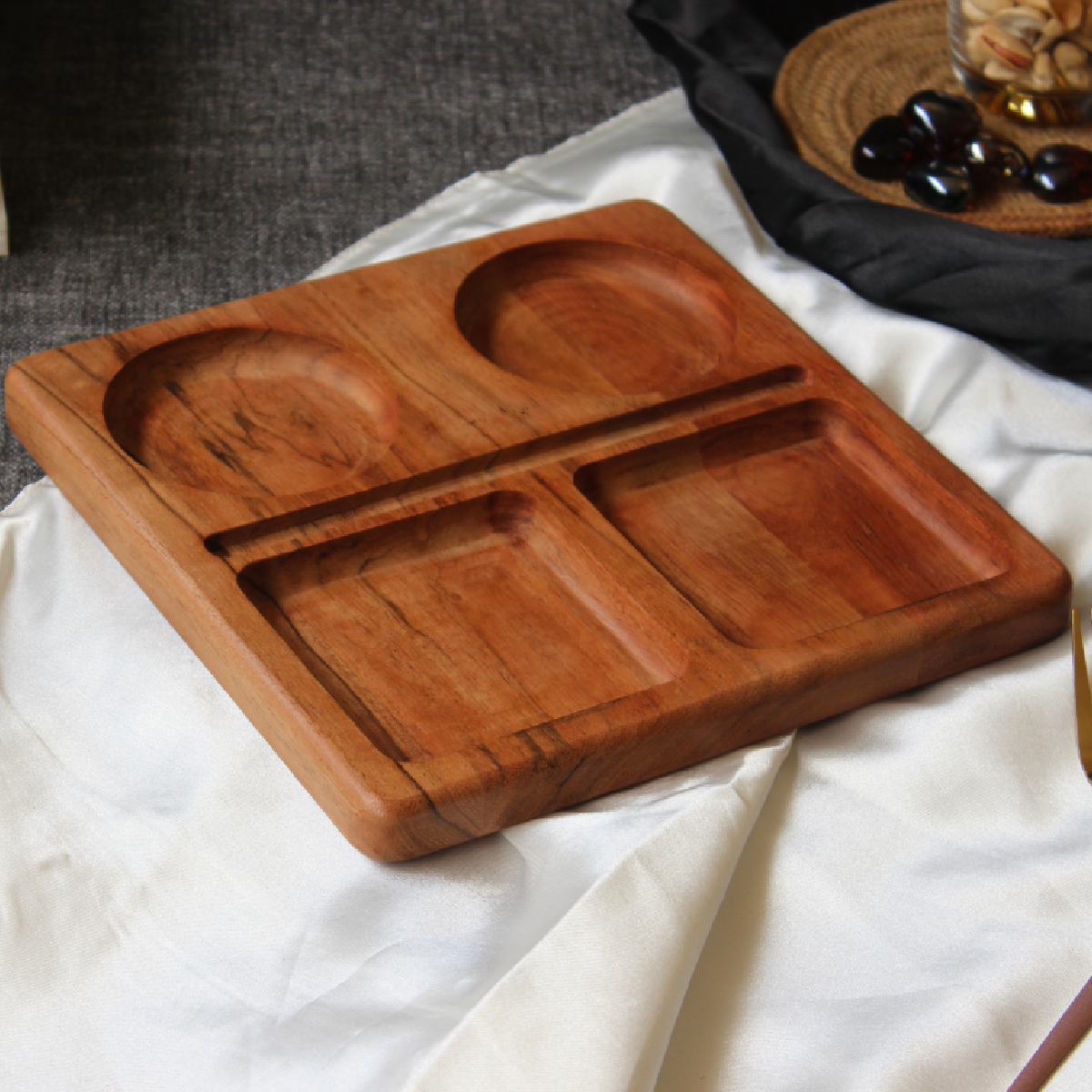 Acacia Quad Party Tray