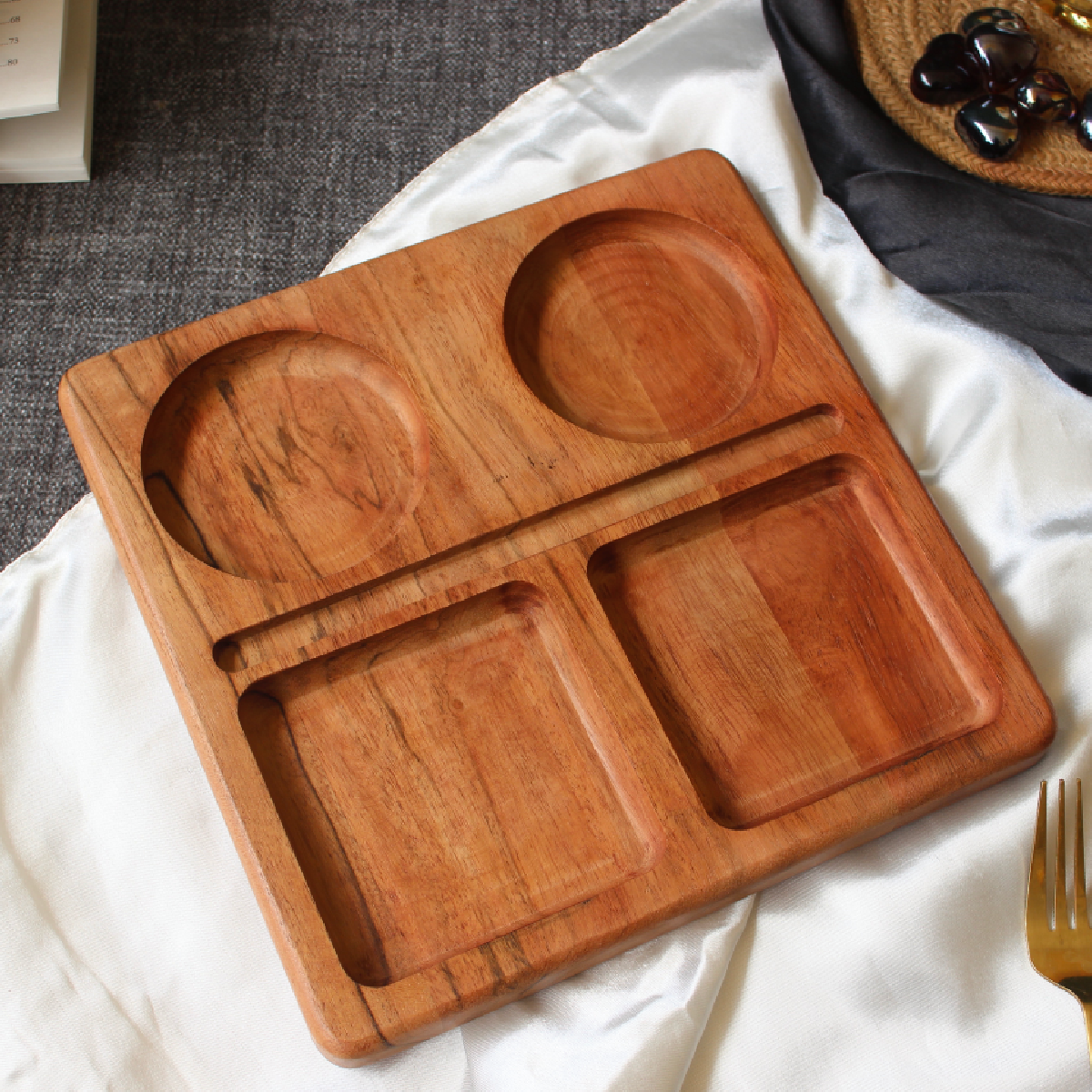 Acacia Quad Party Tray