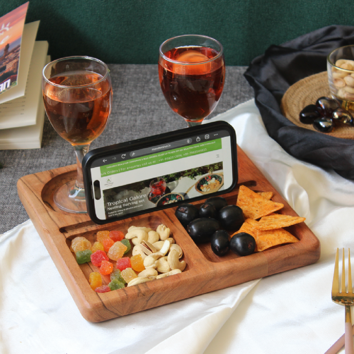 Acacia Quad Party Tray