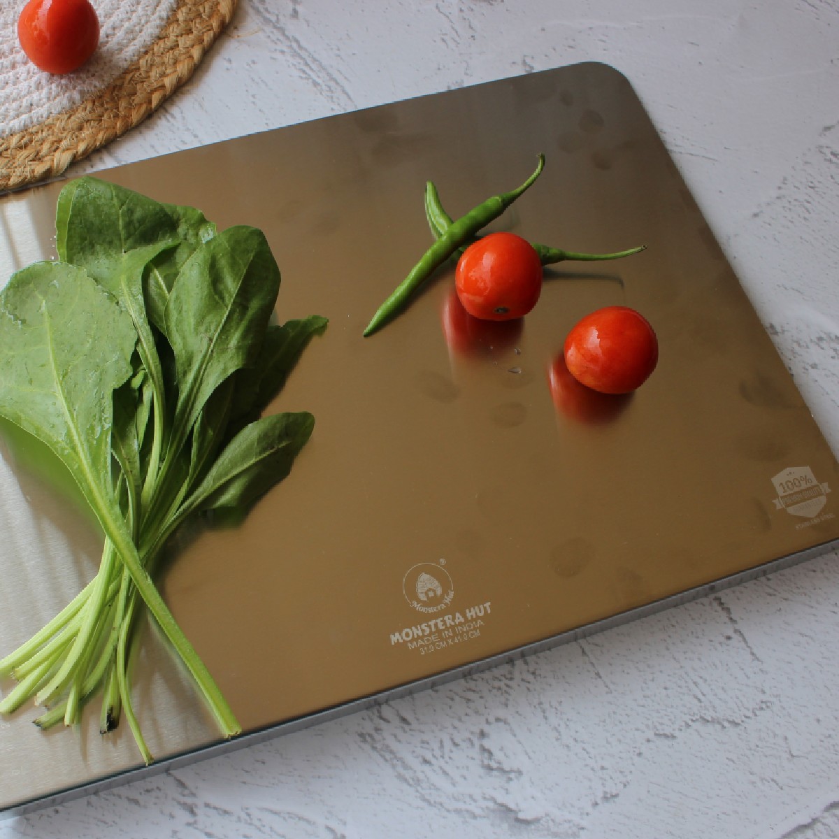 Stainless Steel Chopping Board with Grip Handle (12*16 Inches x 1MM (Height))