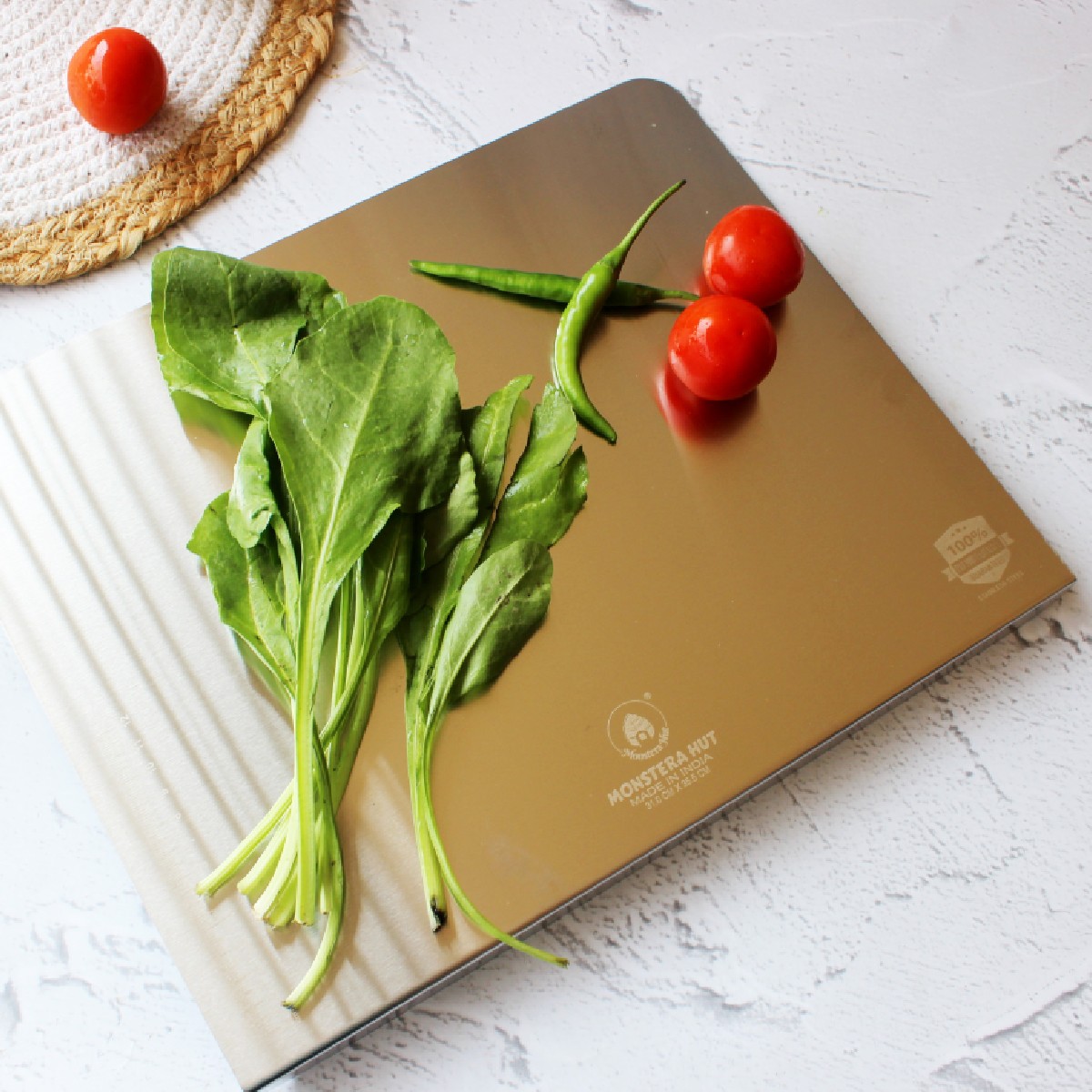 Stainless Steel Chopping Board with Grip Handle (10*14 Inches x 1MM (Height) )