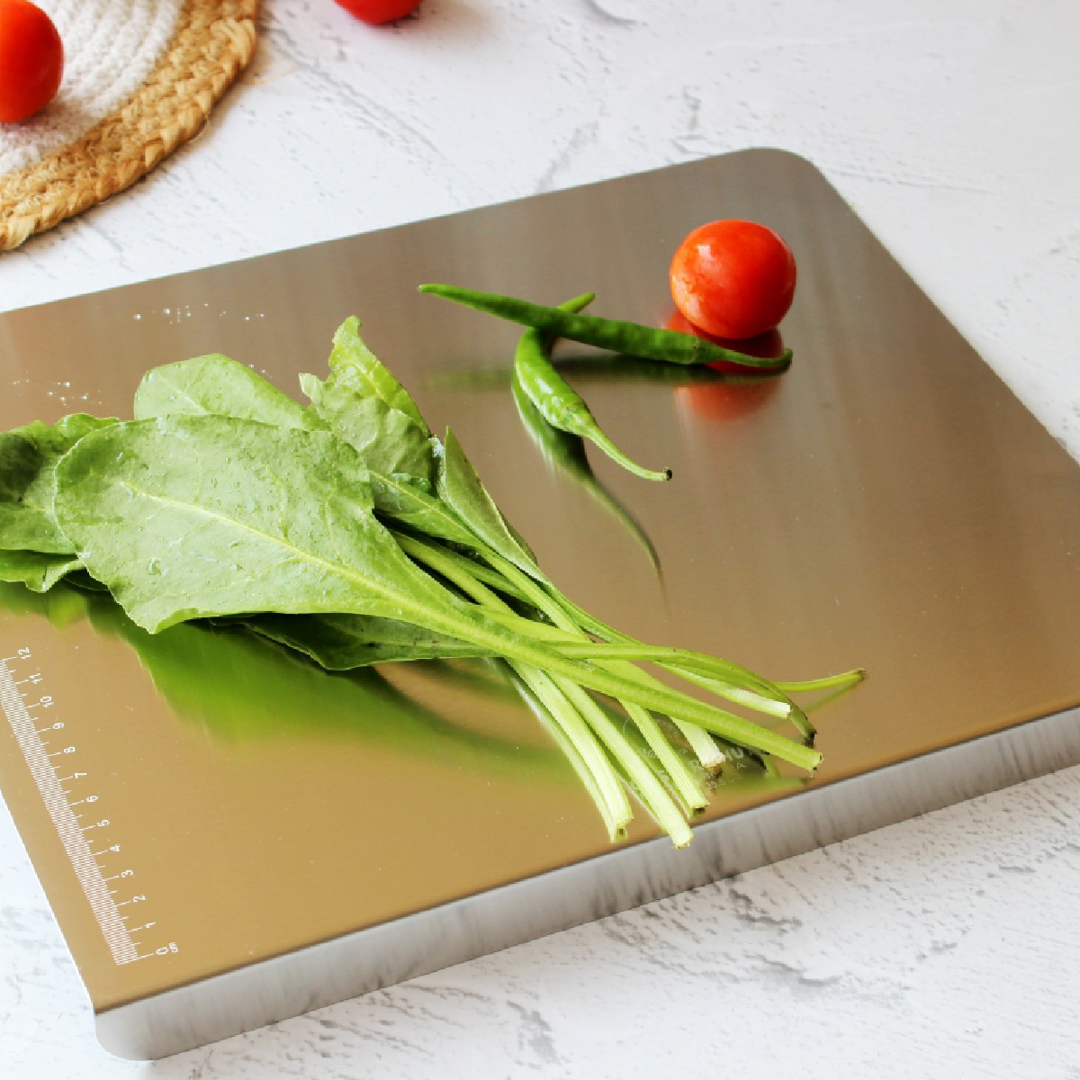 Stainless Steel Chopping Board with Grip Handle (10*14 Inches x 1MM (Height) )