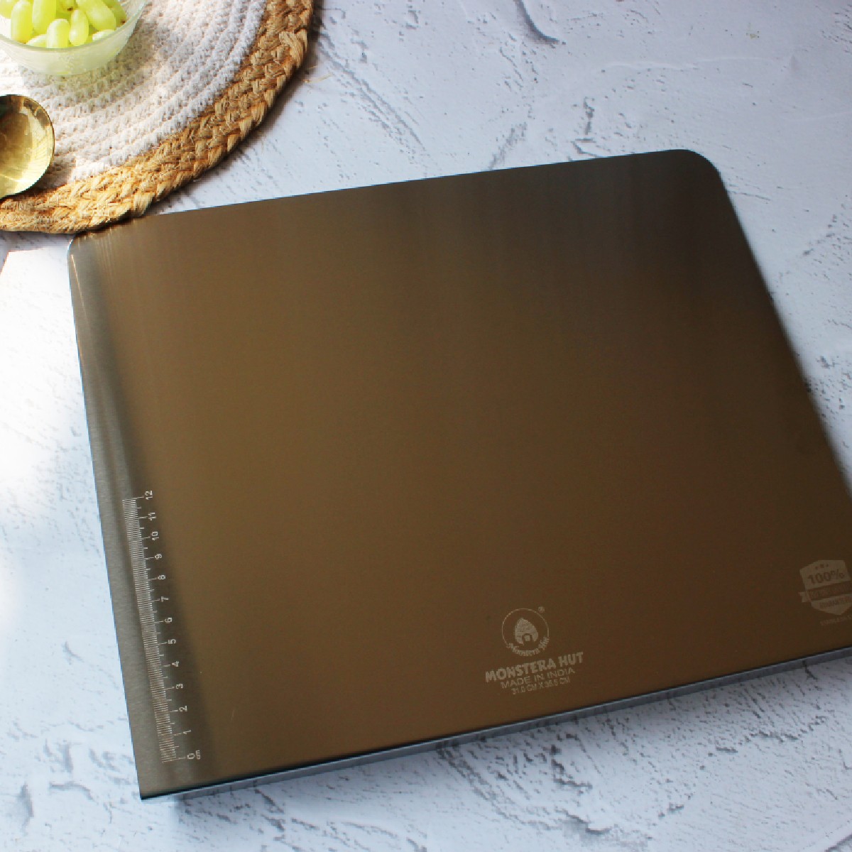 Stainless Steel Chopping Board with Grip Handle (12*14 Inches x 1MM (Height) )