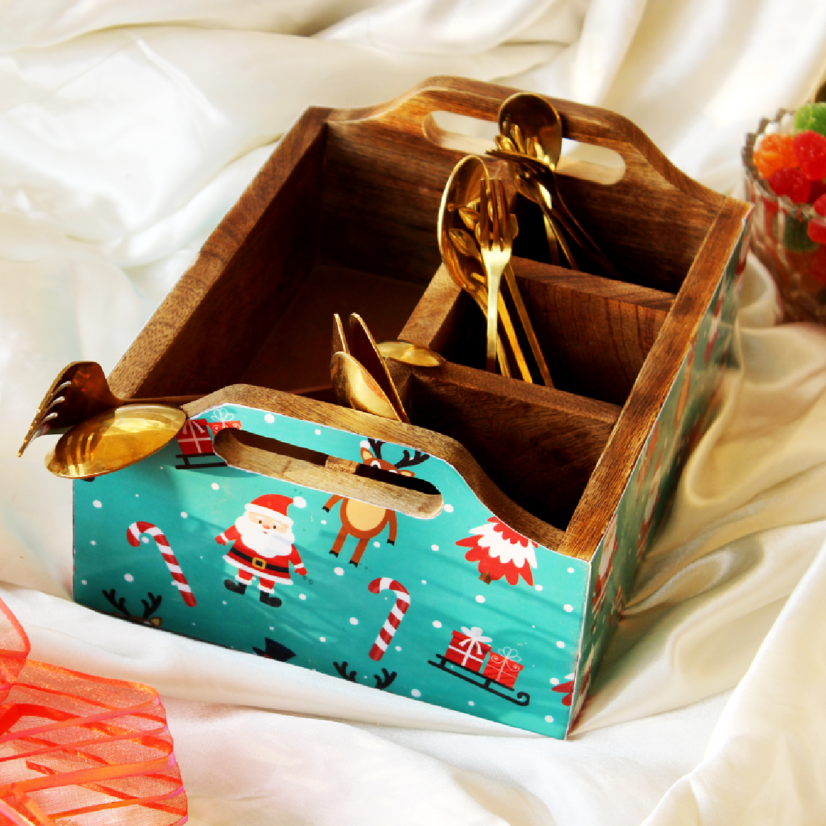 Jingle & Jolly MangoWood Cutlery Holder