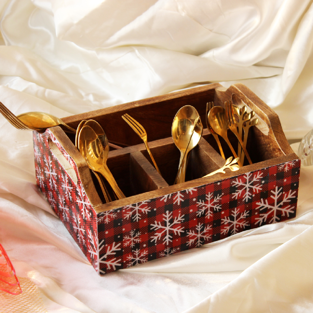 Snowflake Fantasy MangoWood Cutlery Holder
