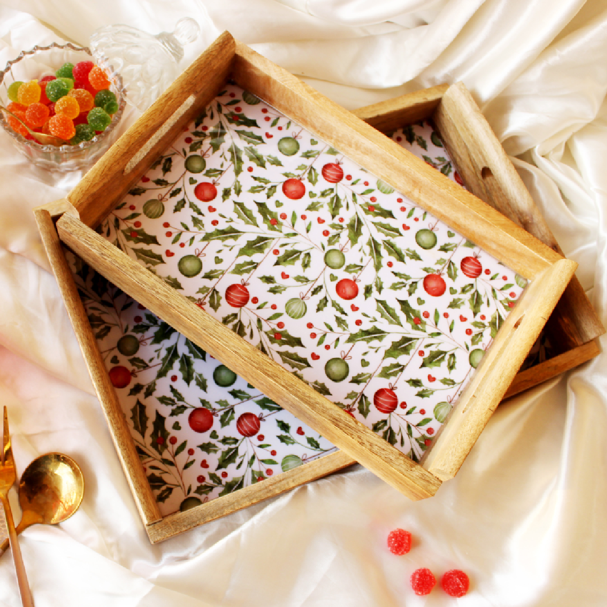 Holiday Hangings MangoWood Serving Tray