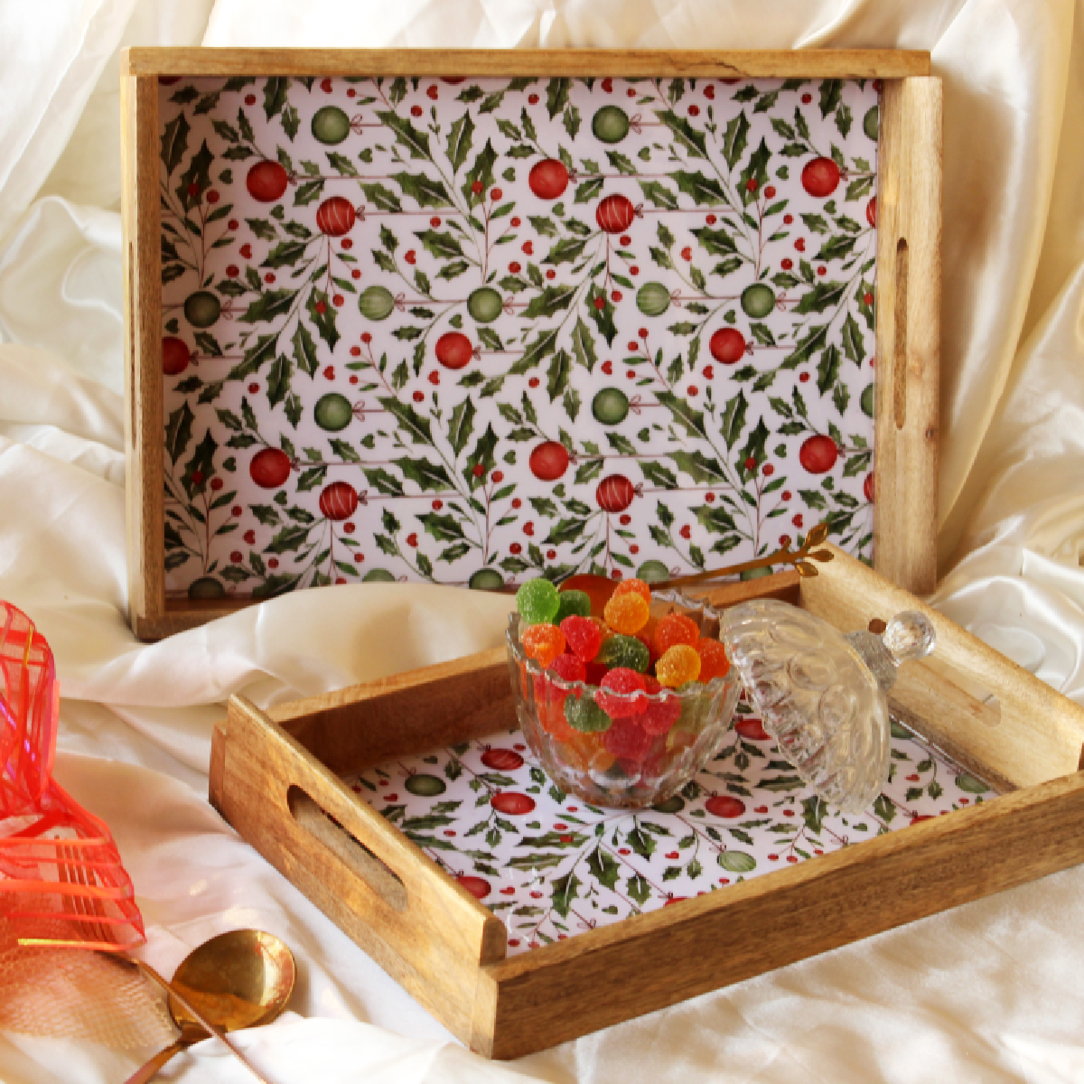 Holiday Hangings MangoWood Serving Tray