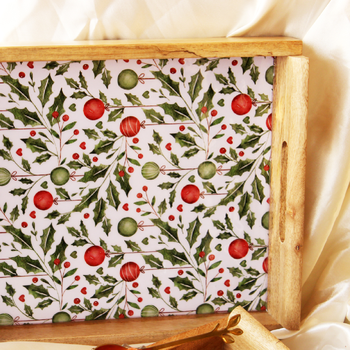Holiday Hangings MangoWood Serving Tray