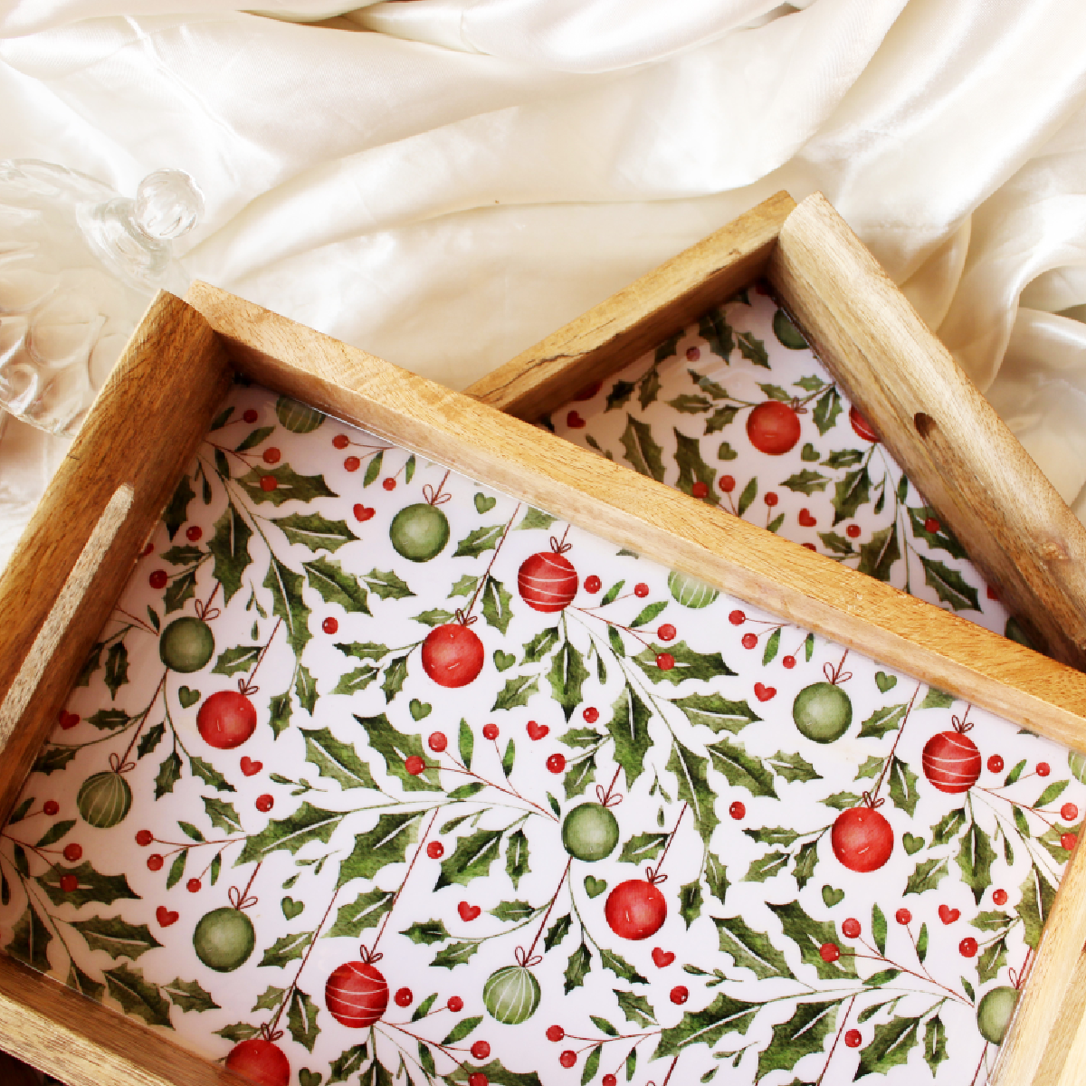Holiday Hangings MangoWood Serving Tray