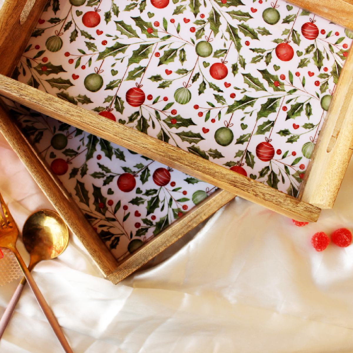 Holiday Hangings MangoWood Serving Tray