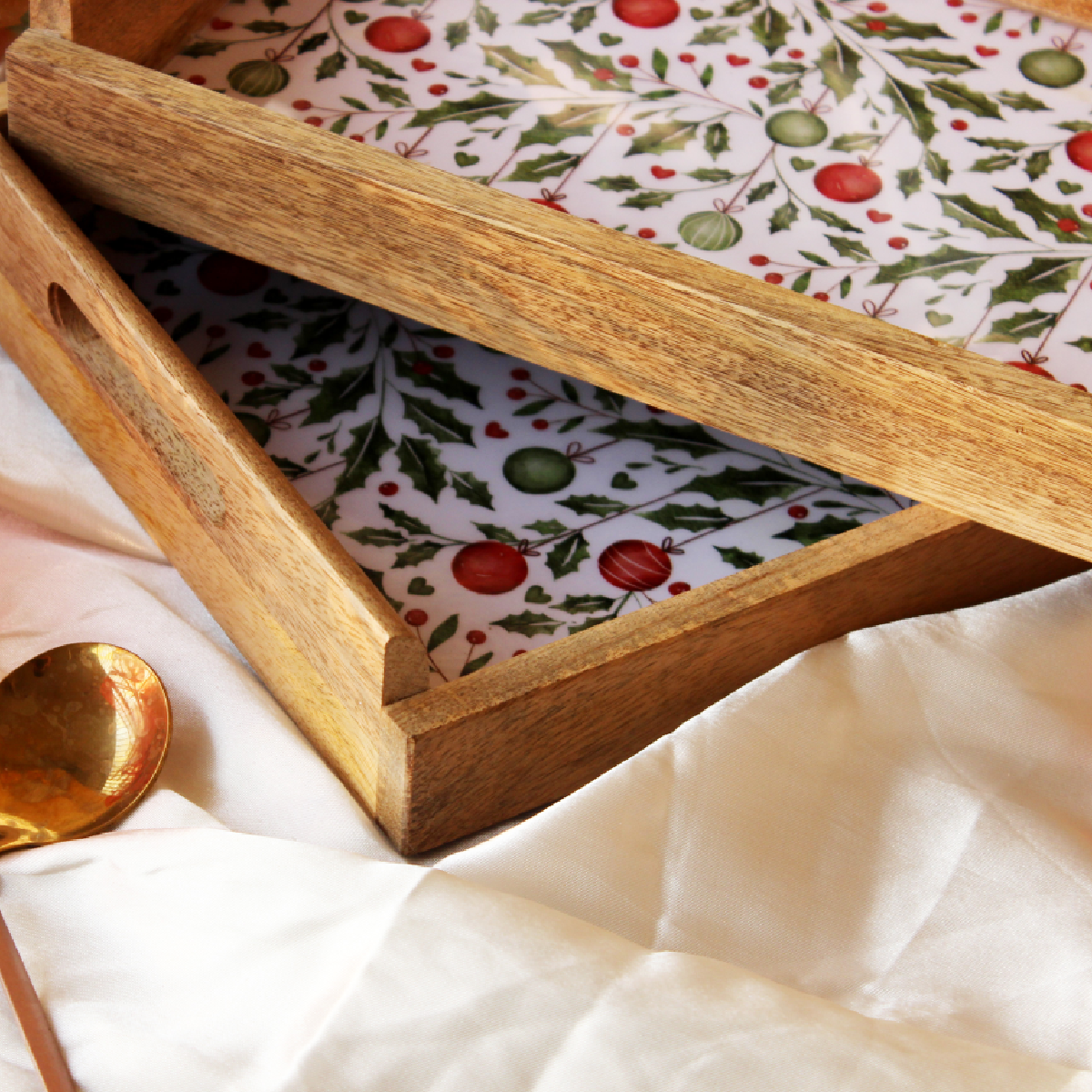 Holiday Hangings MangoWood Serving Tray